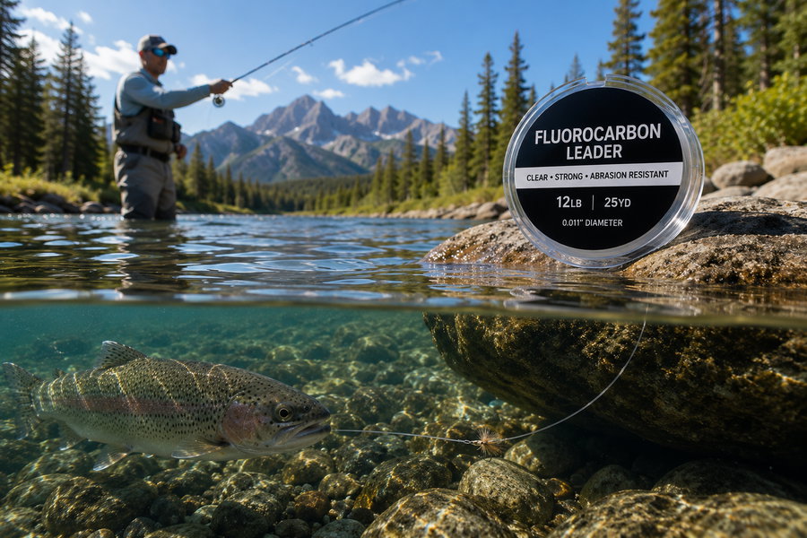 Trout visible in crystal clear river water.