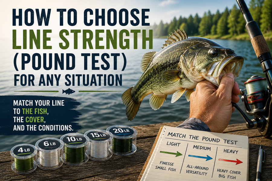Angler holding a largemouth bass after choosing the right line strength.
