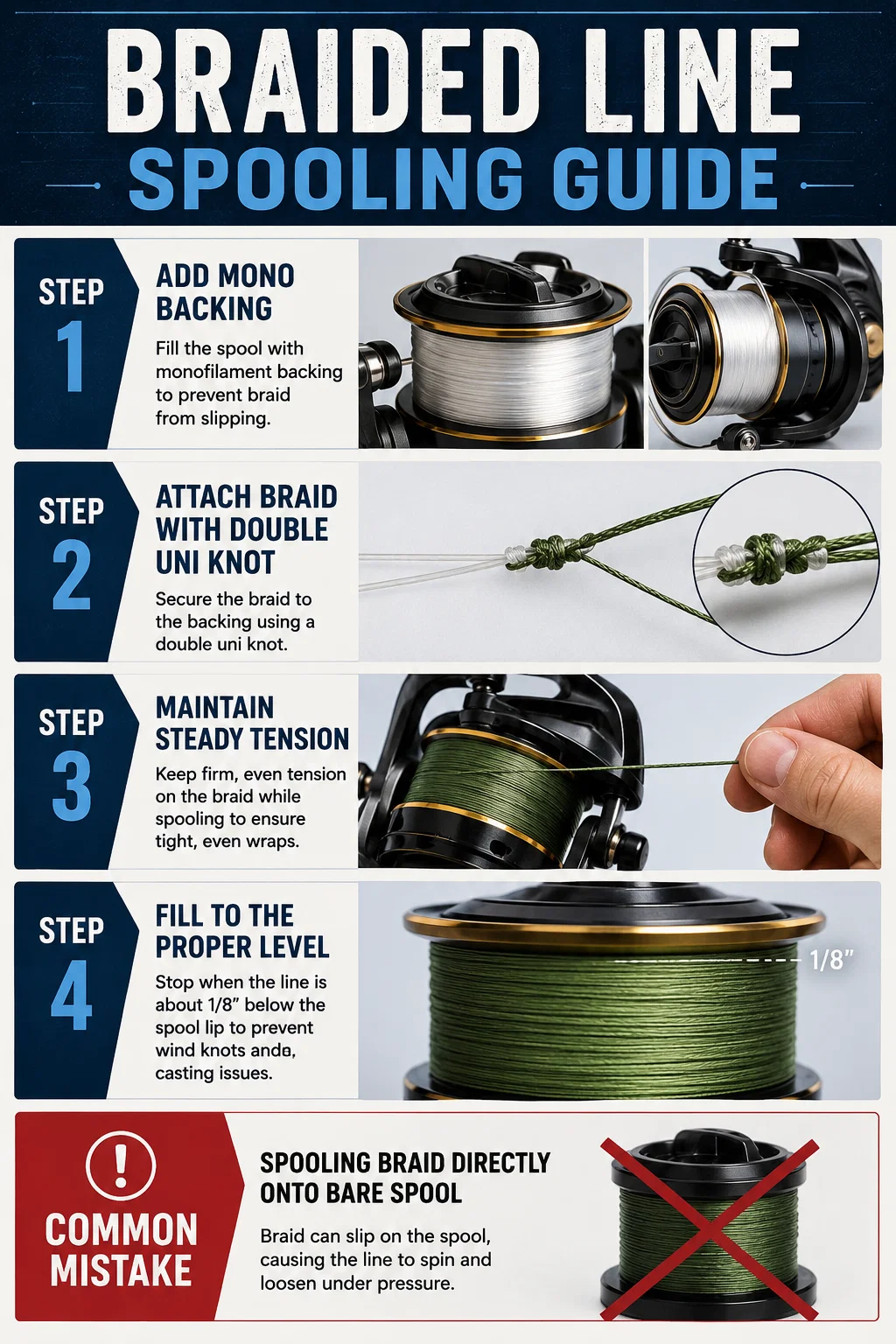 Spooling a Fishing Reel: Mono, Braid, and Fluoro Guide